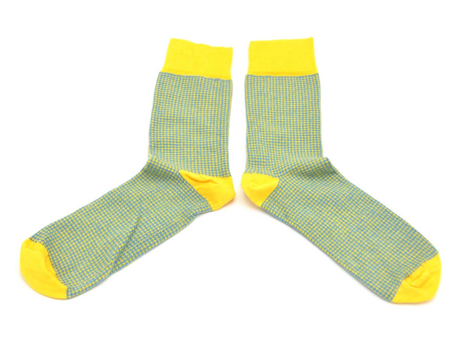 chaussettes-fantaisie-hommes-femmes-en-coton-vertes-à-motif-pied-de-poule-remaillées-à-la-main